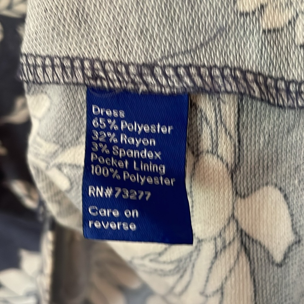 Apt. 9 Blue and White Floral Print French Terry Sleeveless Swing Dress Large - Picture 5 of 5